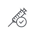 Syringe with check mark line icon. Vaccination symbol. Vector isolated